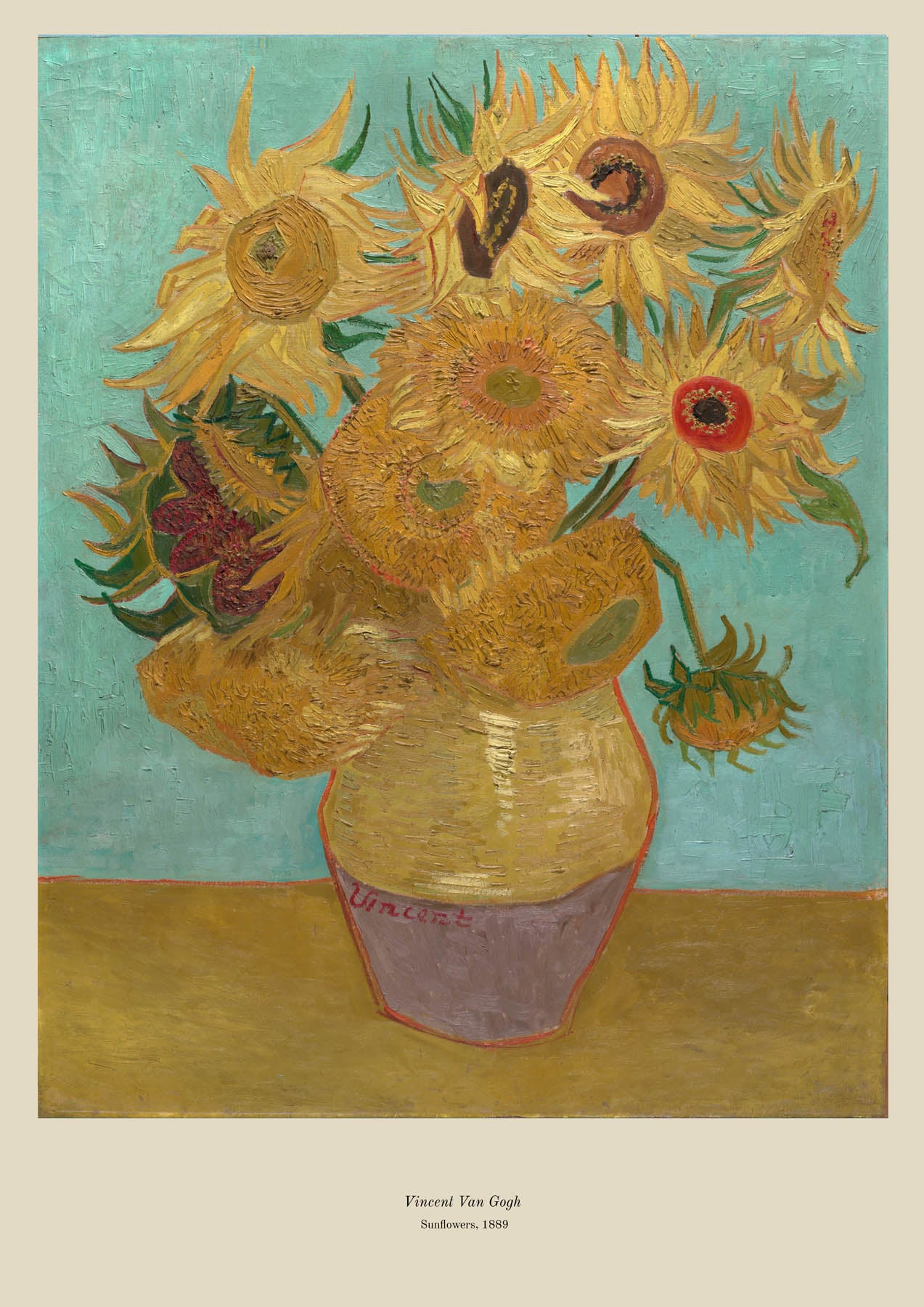 Drei Sonnenblume in einer Vase (1888)