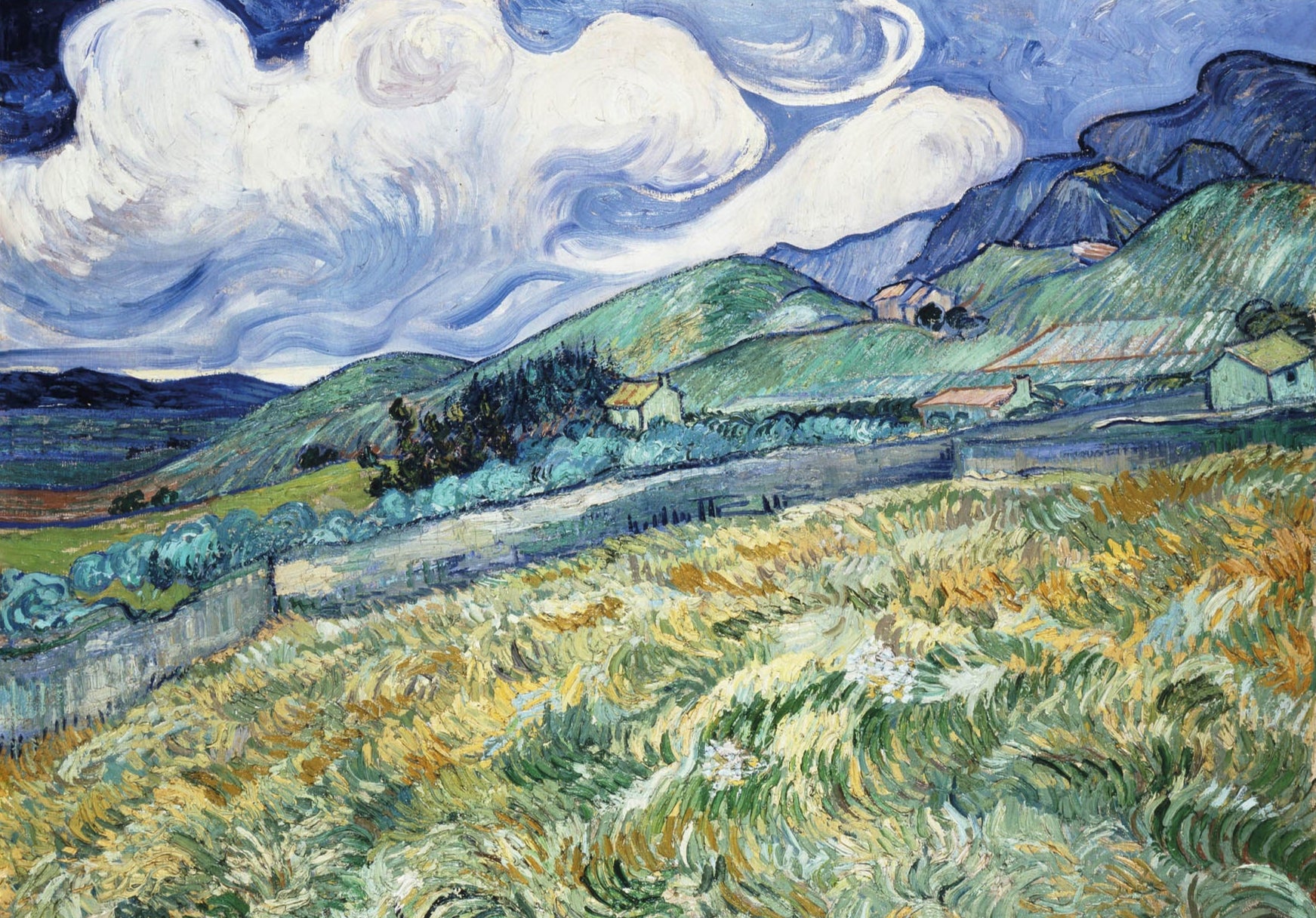 Weizenfeld mit Bergen im Hintergrund (1889)