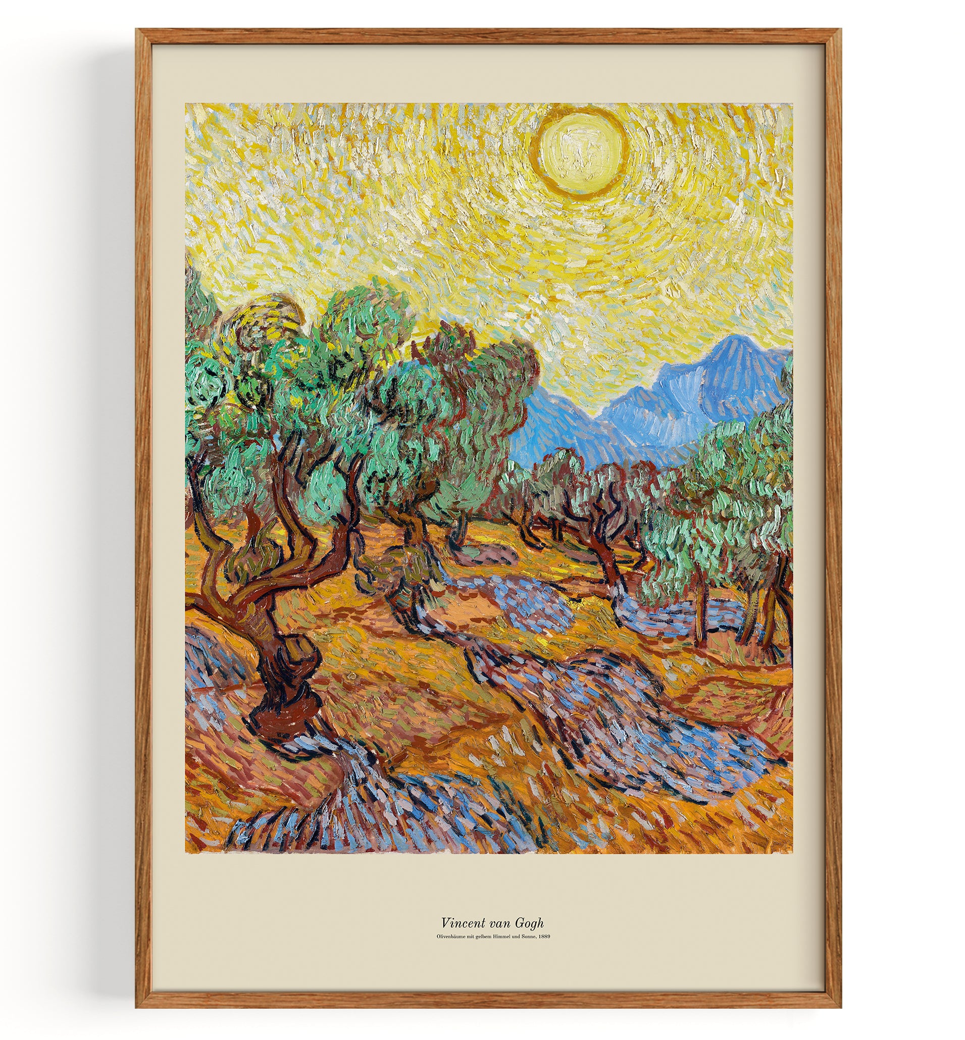 Olivenbaum mit gelbem himmel und sonne (1889) von Vincent Van Gogh Fine Art Print, Kunstdruck, Poster, Giclee Druck – Articelli