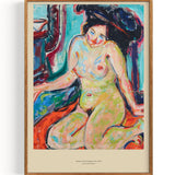 Sitzender Akt auf orangem Tuch (1919)