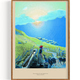 Hirtin mit Ziegen auf der Alp bei aufgehender Sonne (1883-1984)