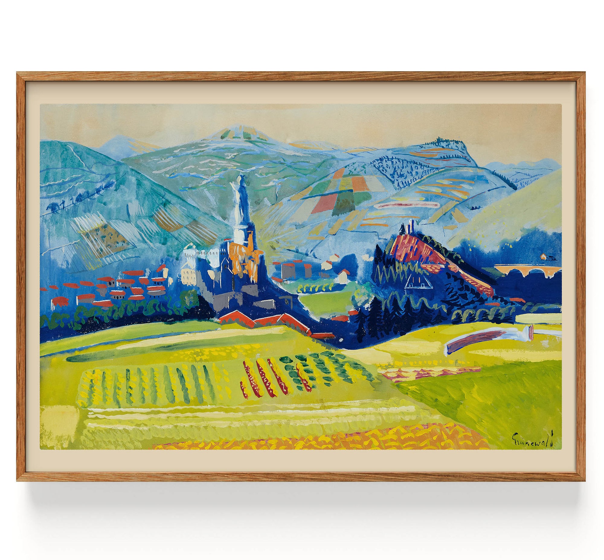 Grönskande fält mot blånande berg (1889-1946)